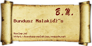 Bundusz Malakiás névjegykártya
